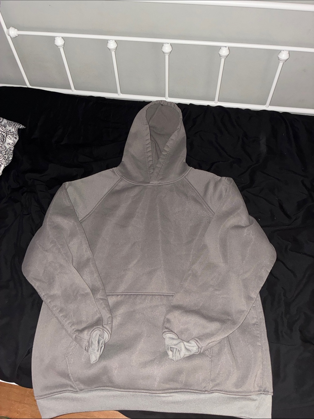 Gray Hooded Pullover Sweatshirt